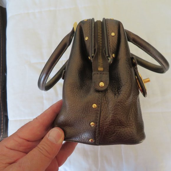 Ellen Tracy COPPER COLOR with Gold Trim Leather Handbag - Picture 8 of 11